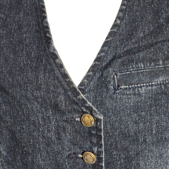 DG2 Diane Gilman Vintage Dark Wash Denim Vest - Picture 2 of 7